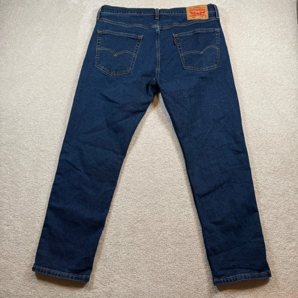 Levis 502 Taper Jeans Mens‎ 36x30 Blue Dark Wash Stretch Denim